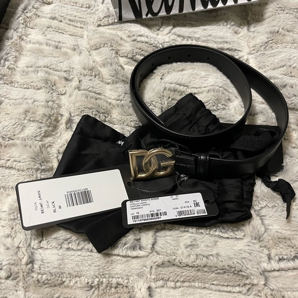 đ
șNWT Dolce & Gabbana DG Logo Leather Belt, Black Size EU 80 - Picture 5 of 11